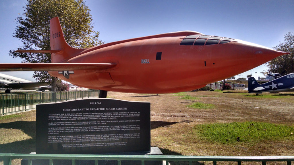 Bell X-1 on display at Proud Bird, this was the first plane to break the sound barrier.